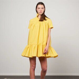 AVN Made in Italy Cotton Sun flower dress, Yellow, Size 40